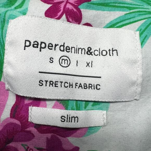 Paper Denim & Cloth Button Down Short Sleeve Women's Blue Shirt Size Medium Slim - Picture 2 of 13